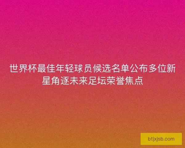 世界杯最佳年轻球员候选名单公布多位新星角逐未来足坛荣誉焦点